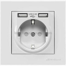 Mutlusan Çift Usb Priz 2.4ah Karavan Usb Priz - Beyaz