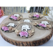 Ahşap Fil İsimliki Magnet Bebek Hediyeliği(30 Adet)