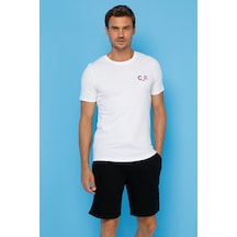 Jack & Jones Jcowalk Tee Ss Crew Neck Beyaz Erkek Kısa Kol T-shirt 000000000101112141