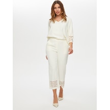 Faik Sönmez Paçası Delik İşli Slim Fit Pantolon S25pnt035 Us25pnt03573 Ekru