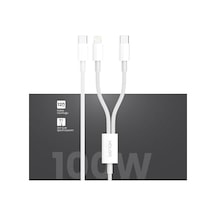 2in1 100w Pd Type-c Ve Lightning Hızlı Şarj Kablosu 120cm Beyaz, 115gnxy355