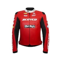 Motoanl Motosiklet Montu 4 Mevsim Sport Racing Mont Pu Leather Red