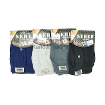 6 Lı Paket Seher Yıldızı Pamuklu Penye Düğmeli Erkek Boxer 0008