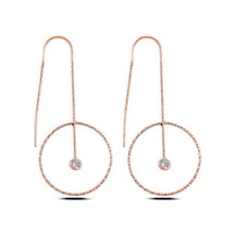 Brezza Lusso Jewelry Rose Gold Gümüş Halka Model Taşlı Japon Bayan Küpe