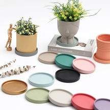 G-seramik Dairesel Saksı Drenaj Tepsisi Nordic Dekoratif Düz Pişmiş Taban Kalınlaştırılmış Ped