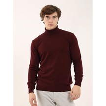 Dufy Bordo Erkek Slim Fit Tam Balıkçı Yaka Triko - 91062