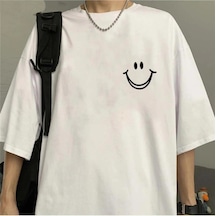 Startmore Smile Baskılı Beyaz Unisex Oversize Beyaz