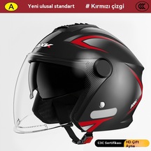 Worryfreeshopping Axk661 Motosiklet Kaskı Kırmızı - Siyah