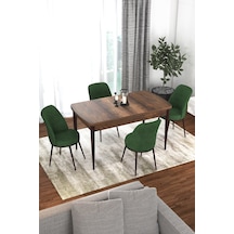 Canisa Concept Kor Serisi, 70x114 Açılabilir Yemek Masası Takımı, Barok Ahşap Desen Masa Ve 4 Haki Yeşil Sandalye Masa Barok Sandalyeler Haki Yeşili