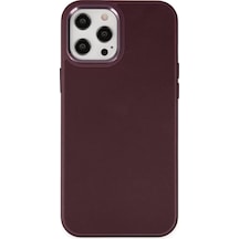 Newface Apple İphone 12 Pro Max Kılıf Asya Deri Silikon - Mürdüm