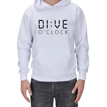 Dive O'Clock Beyaz Erkek Kapşonlu Sweatshirt