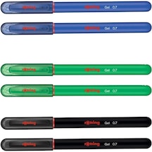 Rotring Jel Mürekkepli Tükenmez Kalem Mavi Yeşil Siyah  6'li