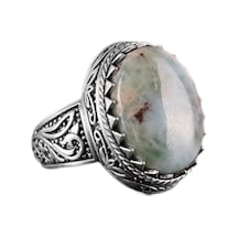 El Yapımı Larimar Taşlı Yüzük - Sakin 925k Katı Gümüş Erkek Yüzüğü - Okyanus Sakinliği Tasarımı Gümüş