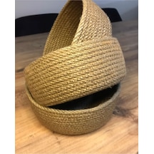 3lü Hasır Sepet, Jüt Sepet, %100 Doğal Hasır Sepet, Çok Amaçlı Dekoratif Hasır Sepet, Organizer