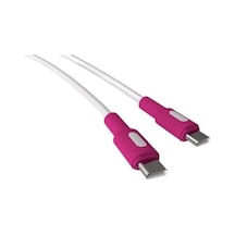 Type C-c Power Delivery Hızlı Şarj Kablosu, Beyaz Kablo, Beyaz/fuşya Uçlar 150 Cm