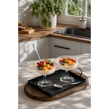 Porsima Rygk0072/6 Clara 6lı Ayaklı Cam Kase Puding Tatlı Ve Dondurma Kasesi Lokumluk Şekerlik Kase Seti Çerez Kasesi 225ml