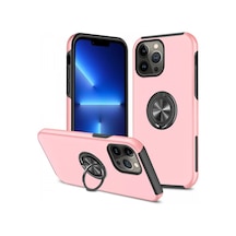 Apple iPhone Uyumlu  13 Pro Uyumlu Kılıf Elit Yüzüklü Kapak - Pembe