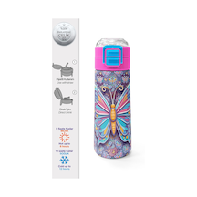 Coral High Kids Pastel Renkli Kelebek Desenli Pipetli Ve Direkt İçim Çelik Termos 500 Ml 38106 Pembe - Mavi