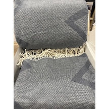 Sesli Comfort Mavi Açık Skoç Pamuk Örme Battaniye 200x220 Çift Kişilik Battal Diğer