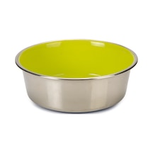 Beeztees Köpek Mama Su Kabı, Paslanmaz Çelik, İçi Sarı, 16cm, 940ml