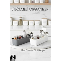 Zenvac 5 Bölmeli Mutfak Organizer Kutusu Gri & Beyaz 2 Li Set Baharat Ve Gereç Düzenleyici 722441 Zenvac29 Renkli