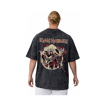 Iron Maiden Rock Metal Müzik Grubu Sırt Baskılı Unisex Oversize V Siyah