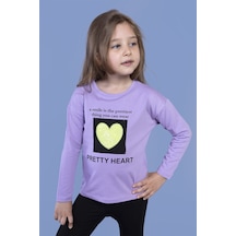 Toontoy Kids Toontoy Kız Çocuk Pul İşlemeli Baskılı Tişört Lila