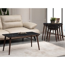 Vovvahome Vega 4lü Mdf Ahşap Zigon Sehpa Ve Orta Sehpa - Siyah