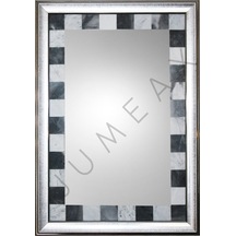 Jumeax Mermer Moz001 Mozaik Dikdörtgen Ayna 65x45 Gri - Siyah