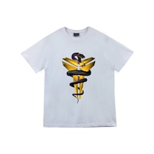 Kobe Bryant - Basketbol Baskılı Unisex %100 Pamuk Beyaz T-shirt Beyaz