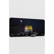 Filistin Kudüs Mescidi Aksa V1 90x40 Xxl Gaming Kauçuk Kaymaz Taban Mouse Pad Fare Altlığı