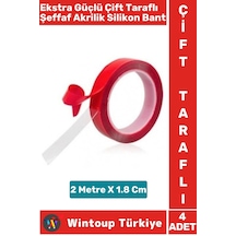 Ekstra Güçlü Suya Küfe Neme Dayanıklı Şeffaf Çift Taraflı Akrilik Silikon Bant 2 Metre X 1.8 Cm 4 Ad