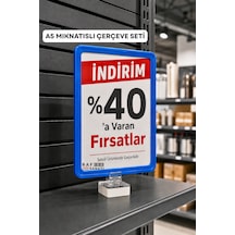 A5 Mıknatıs Tutuculu Fiyatlık Etiketlik Dikey Yatay Ve Bilgilendirme Çerçevesi Mavi