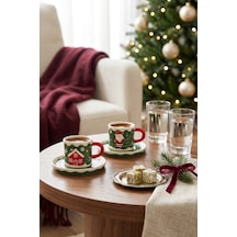 Karaca New Year Yılbaşı Santa House 2 Kişilik Kahve Fincan Takımı 110 Ml Yeşil