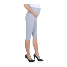 Luvmabelly Maternity 8003-8004-8010 Hamile Kapri Pamuk Tayt-Gri Melanj