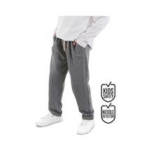 Erkek Çocuk Çizgili Gri Beli Lastikli Pantolon 4-10 Yaş