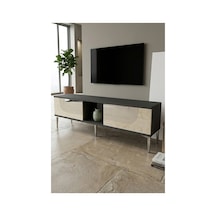 Tsa1508ats Meyra Tv Sehpası Antrasit-traverten-silver 150cm Antrasit - Traverten - Gümüş
