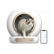 Akıllı Kedi Tuvaleti, App İle Uzaktan Kontrol, 65lt Kapasiteli Açık Ahşap