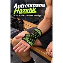 Başparmak Açıklıklı Spor Bilekliği Avuç İçi Destekli Siyah