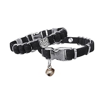 Kadife Kedi Boyun Tasması Kedi Kafalı 20-32 Cm Siyah