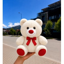 Sevimli Peluş Ayıcık 30cm - Hediyelik & Sevimli Uyku Arkadaşı Peluş Oyuncak Beyaz