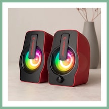 Bşkvirgo 2.0 Usb Rgb Işıklı Kırmızı Multimedya Hoparlör Seti 1+1, 12w Bsk2026