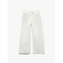 Koton Yüksek Bel Rahat Kesim Geniş Paça Jean Pantolon Beyaz 5skg40074ad Beyaz