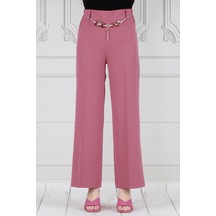 Sevitli Zincir Detaylı Bol Paça Pantolon-pembe-3748-pembe Pembe