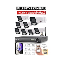 8 Kameralı 5mp Lensli 1080p Fullhd - Gece Görüşlü 9 Led Güvenlik Kamerası Seti - 500gb