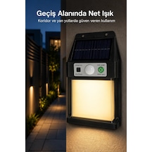 Güneş Enerjili Sensörlü Solar Aplik Dış Mekan Kapı Bahçe Teras Duvar Aydınlatma Sarı