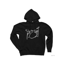 Bateri Siyah Kapşonlu Sweatshirt Hoodie Siyah