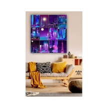 12 Parça Neon Manzara Resimleri Çerçeve Görünümlü Mdf Tablo Duvar Süsü Hediyelik Neon Çok Renkli - 670768692 Çok Renkli