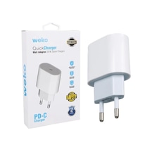 Weko Wk-26524 Beyaz Pd 20 Watt Iphone Type-c Hızlı Şarj Başlığı Çok Renkli