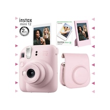 Fujifilm Instax Mini 12 Fotoğraf Makinesi + 10'lu Film + Çerçeve + Deri Kılıf Seti Pembe